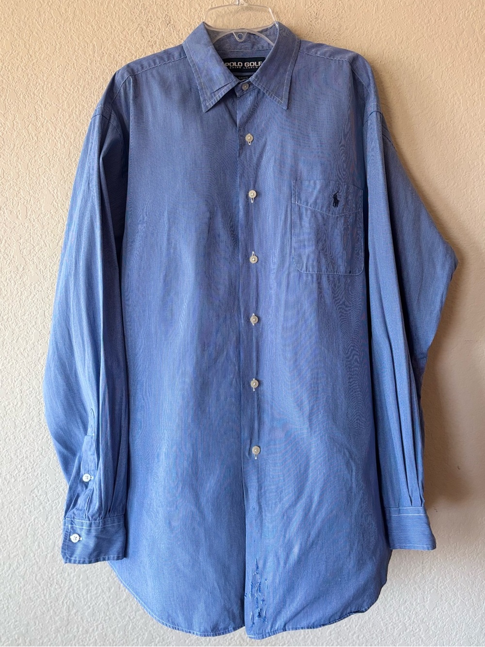 Polo Golf Blue Striped Button-Front Long Sleeve Shirt Men’s Large